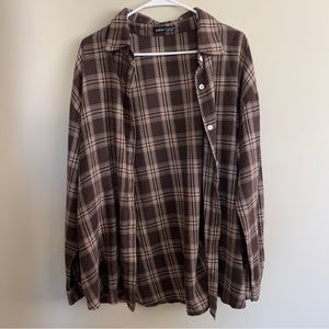 3/$20 Brown Plaid Flannel